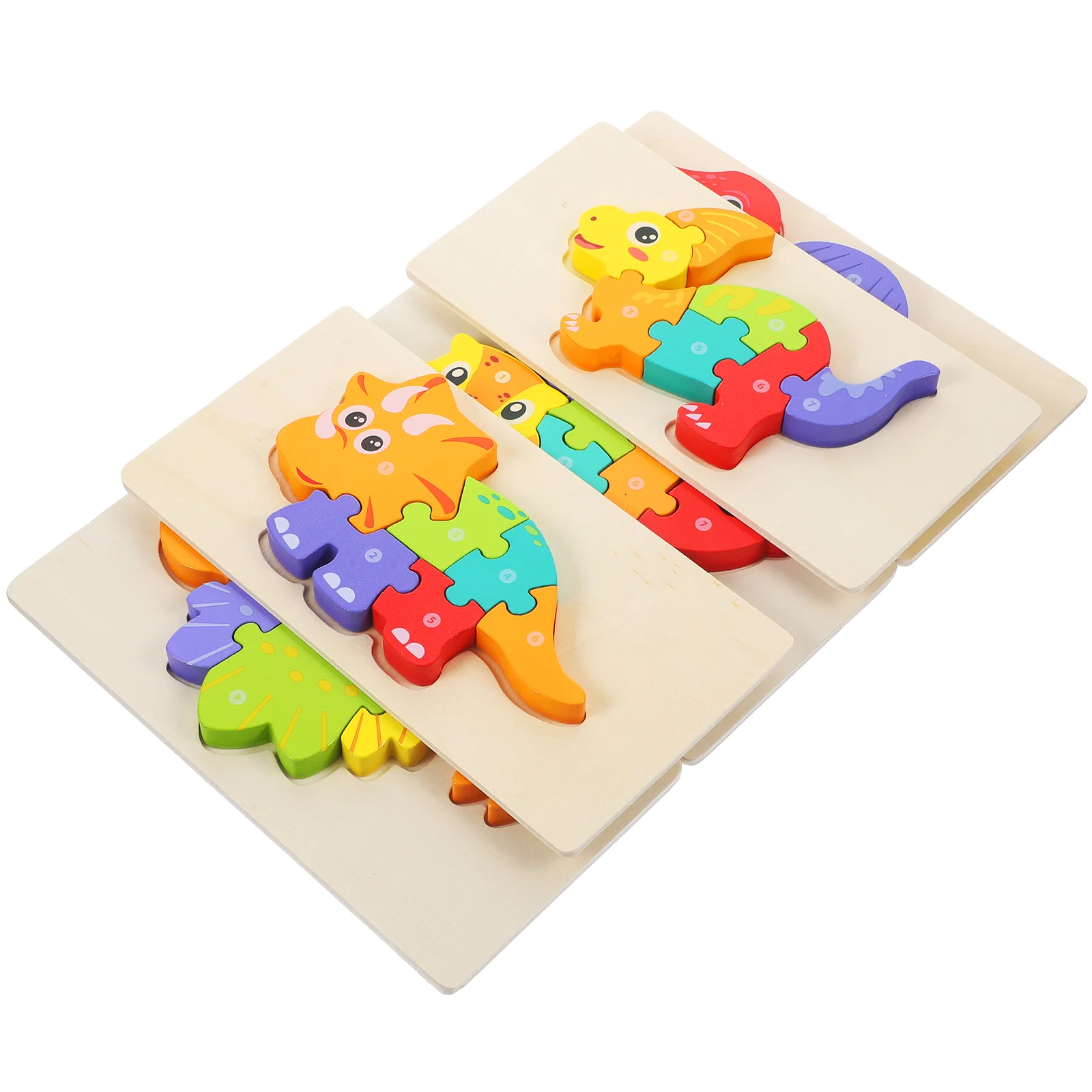 

5 Sets Kids Puzzles Wooden for Toddlers Three-dimensional Children Cartoon Ages 1-3 Baby Toy Educational