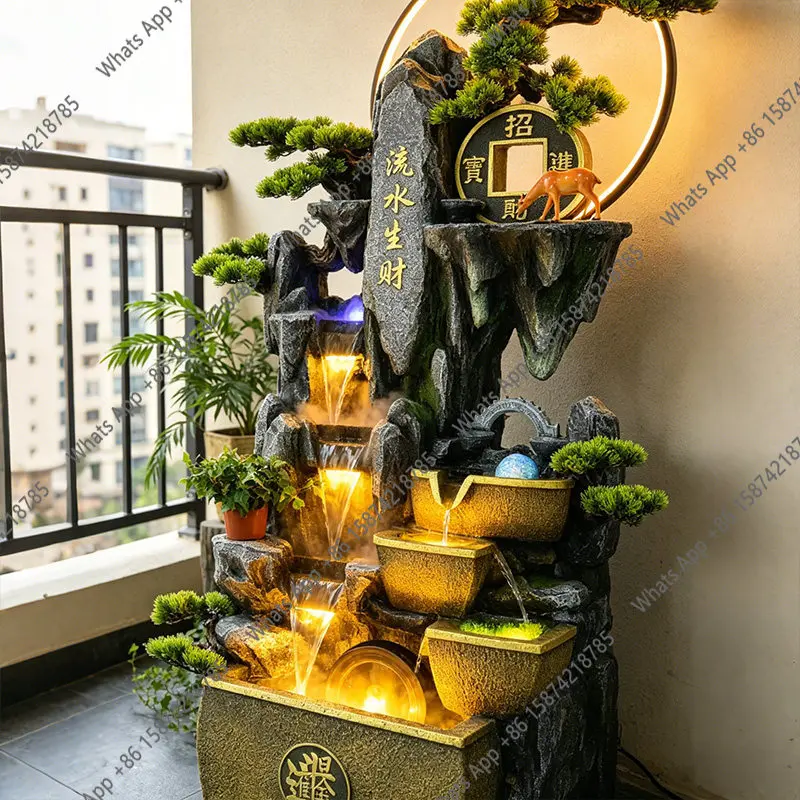 Entrance flowing water landscape ornament floor circulation water rockery fountain courtyard balcony wheel water feature