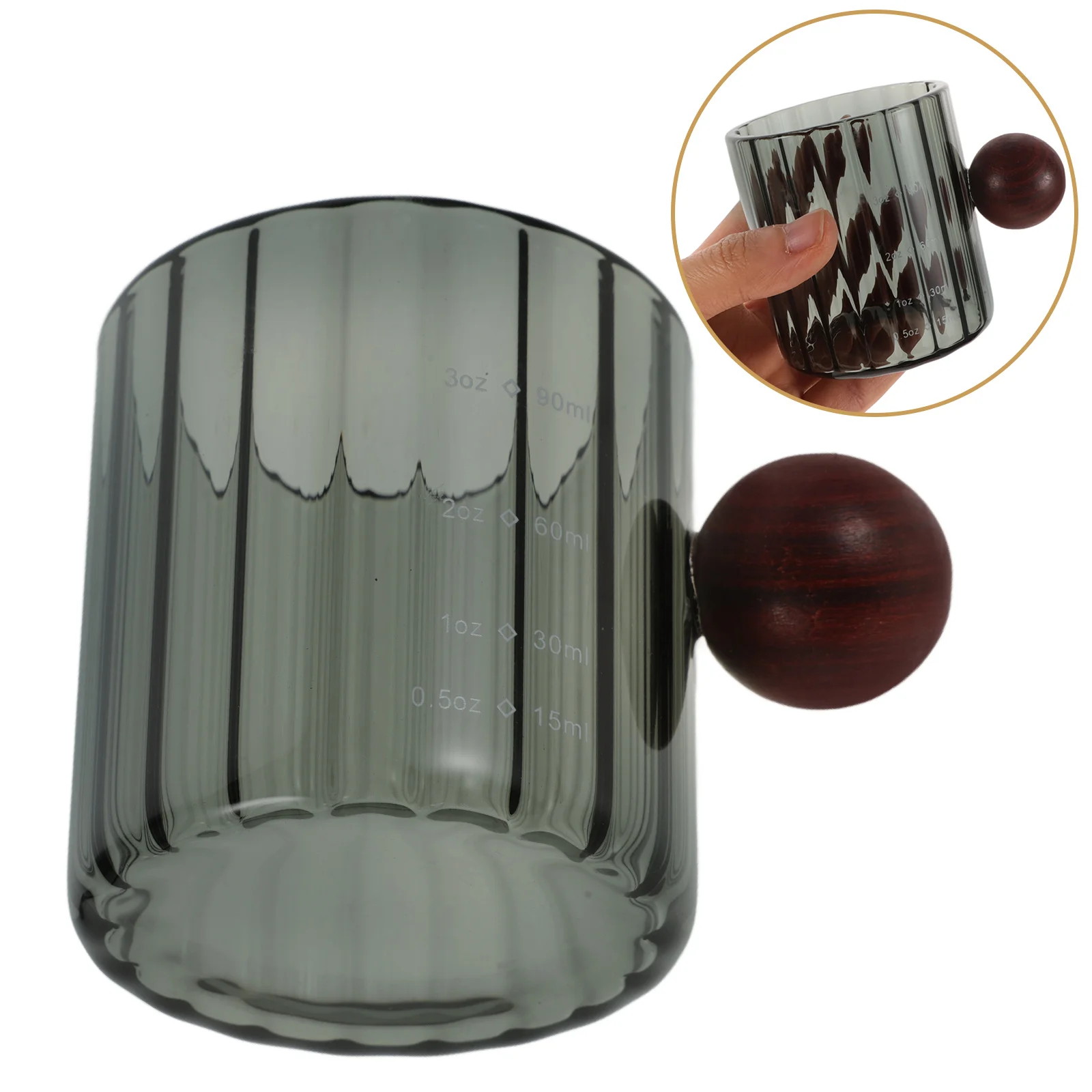 

Glass Milk Cup 90Ml With Wooden Handle Small Creamer Pitcher For Coffee Espresso Butter Melting Mini Jug Kitchen Bar Tool