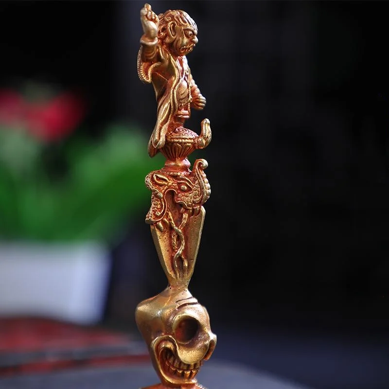 Nepalese handmade solid brass Angry Lotus Master Vajra pestle household ornaments Xizang Tantric Buddhism Statue