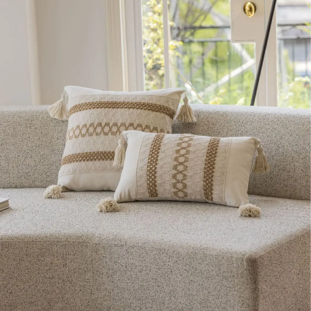 1 Pc Boho Throw Pillow Covers Decorative Throw Pillows for Couch Pillows Cover With Tassels Pillow Case (Without Pillowcore)