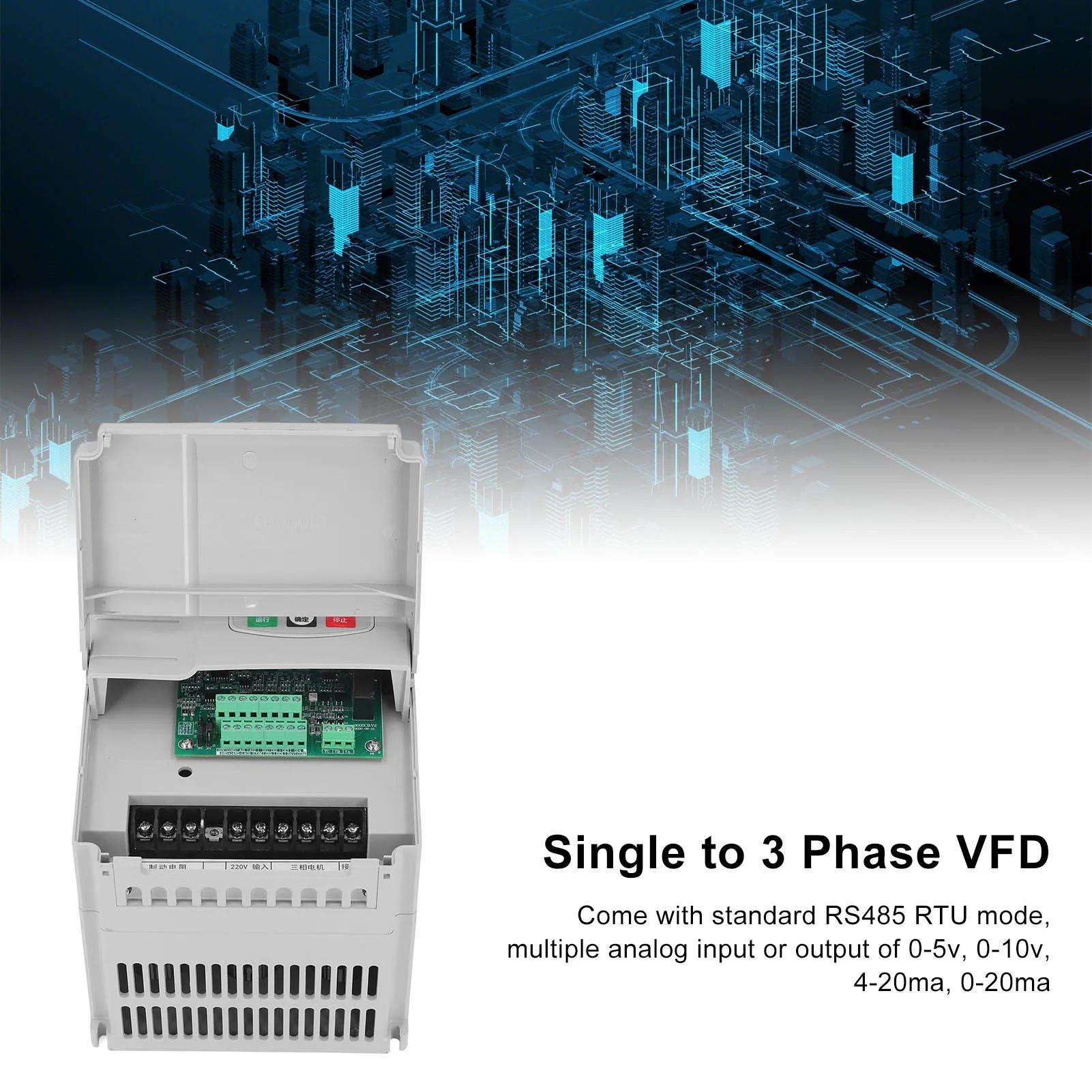 가변 주파수 드라이브(VFD) 단상에서 삼상으로 220V에서 380V로 변환기 4KW 6HP AC 20A 가변 주파수 드라이브