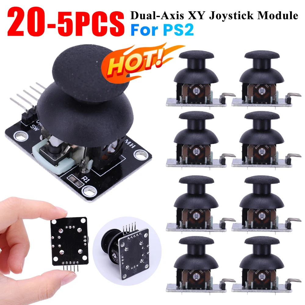 5-20PCS Dual-axis Joystick Breakout Module 2.54mm Pin Control Lever Sensor KY-02 Game Controller Sensor Board XY Joystick Module