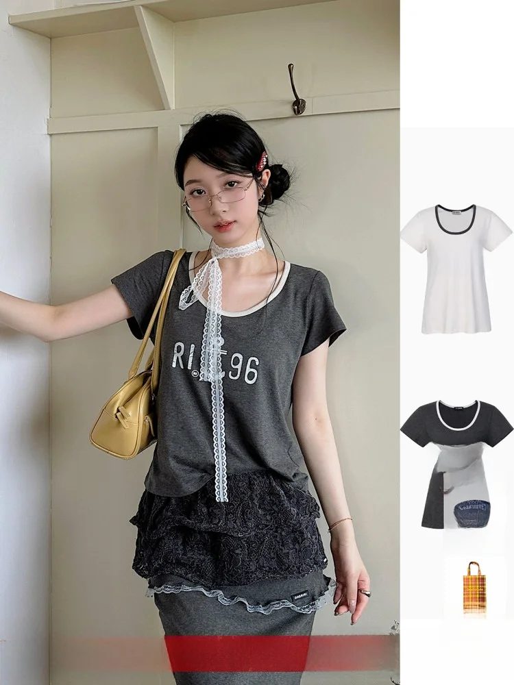 

Brand Cotton Anchor ort Sve T-irt Simple Casual Commute Sle Straight Cut Summer Women's Faion Buy Hand Store