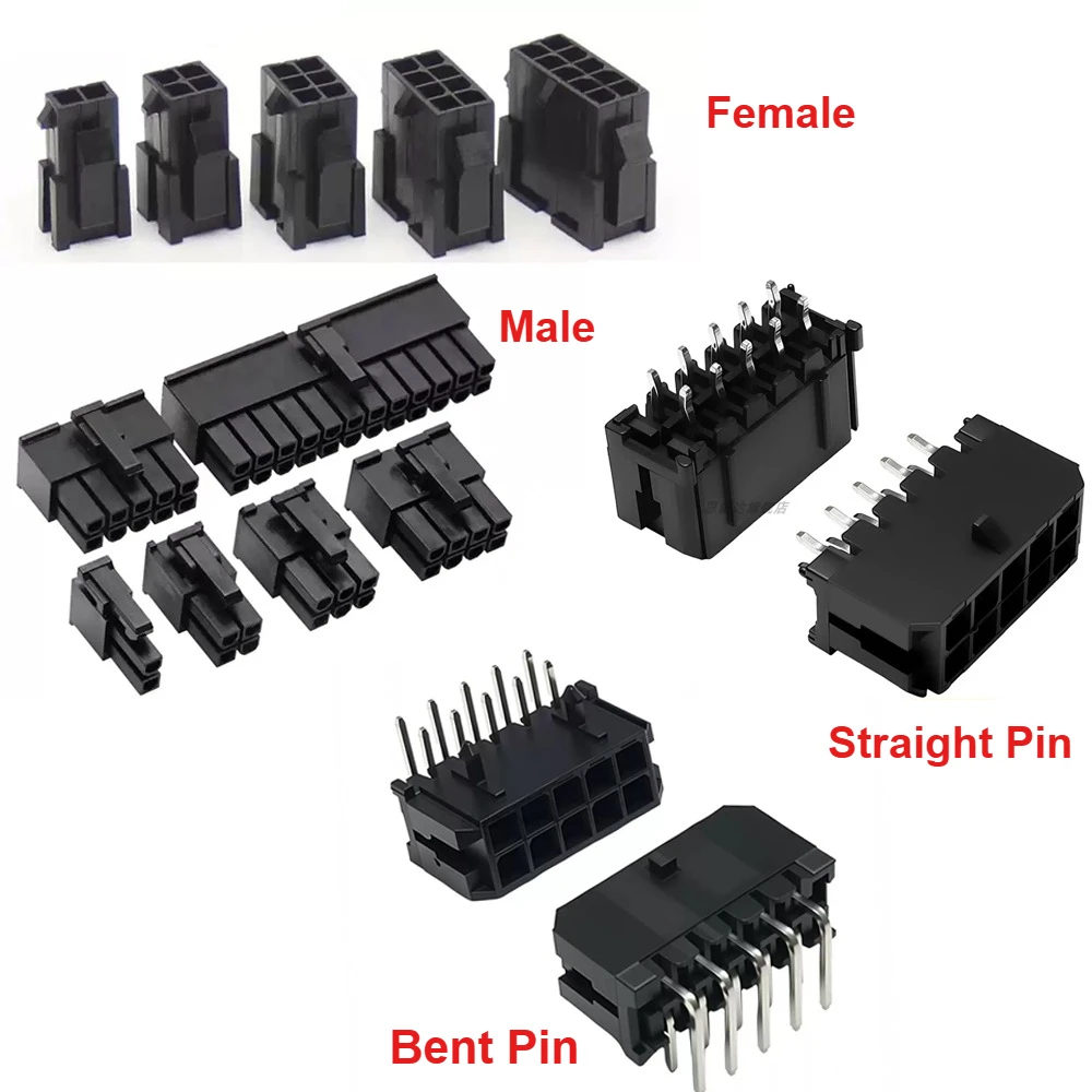 100PCS MX3.0mm connectors 43025 43020 43045 single/double row male/female shell straight/bent pins 2*1-12P