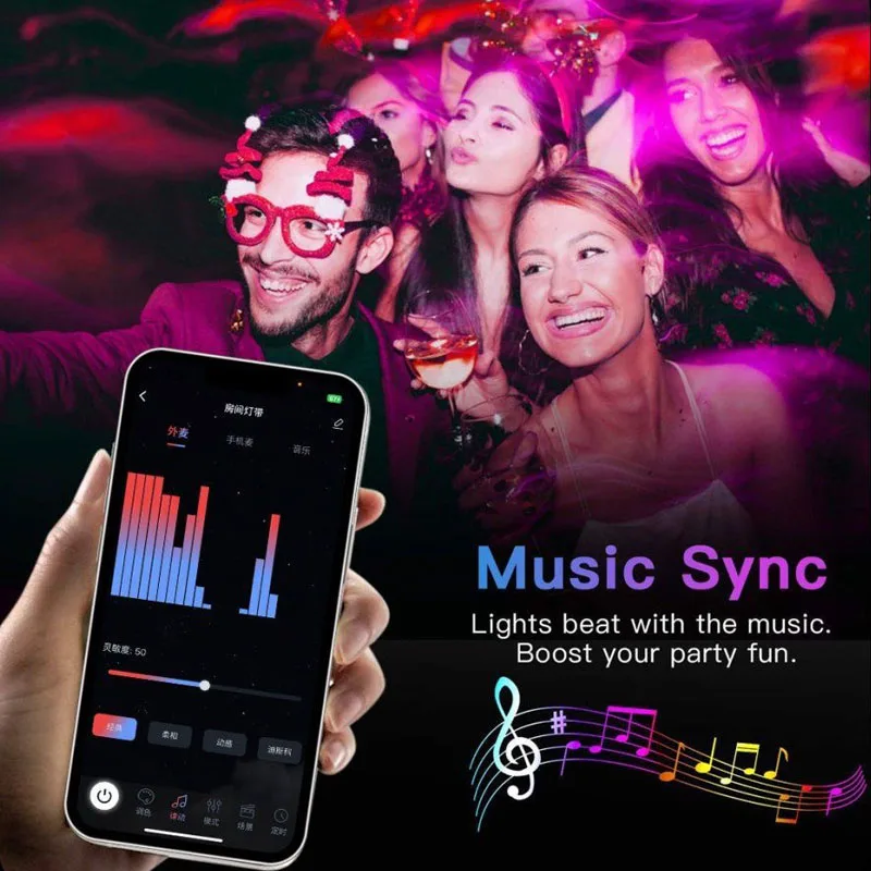 5V/24V RGB LED Strip Lights Bluetooth APP Controls Music SYNC TV Backlight Atmosphere Light Strip 5-30M Lamp Tape for Room Decor