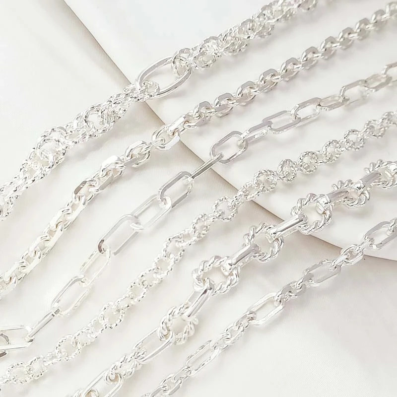 1 Meter New 14k Silver Wrapped Rectangular Open Chain Thick Chain Manual DIY Bracelet Necklace Semi-finished Jewelry Materials