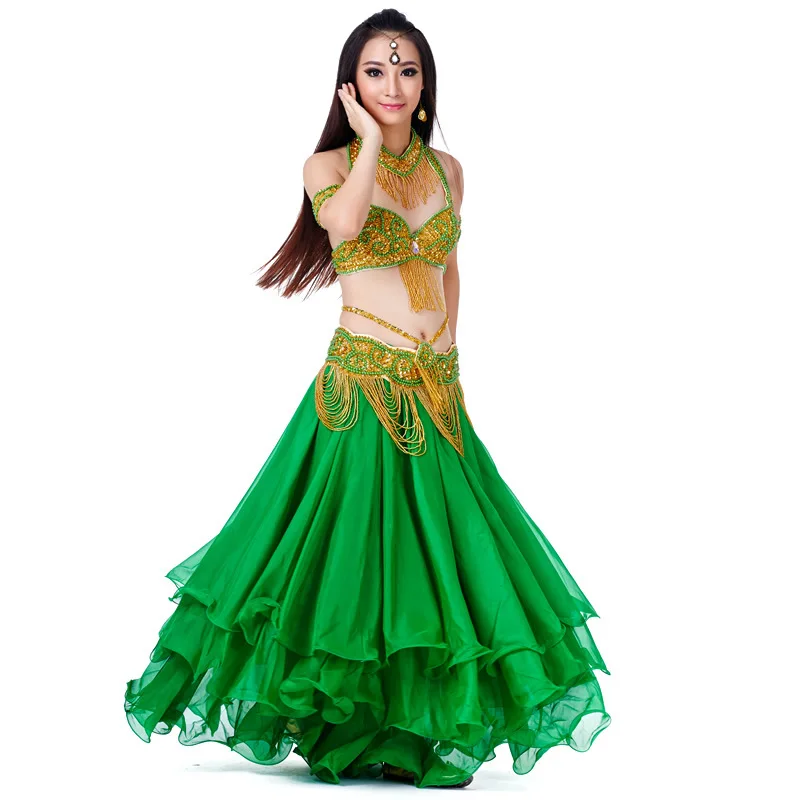 customized belly dancewear performance costume 5-piece set indian clothes women belly dancing bra skirt