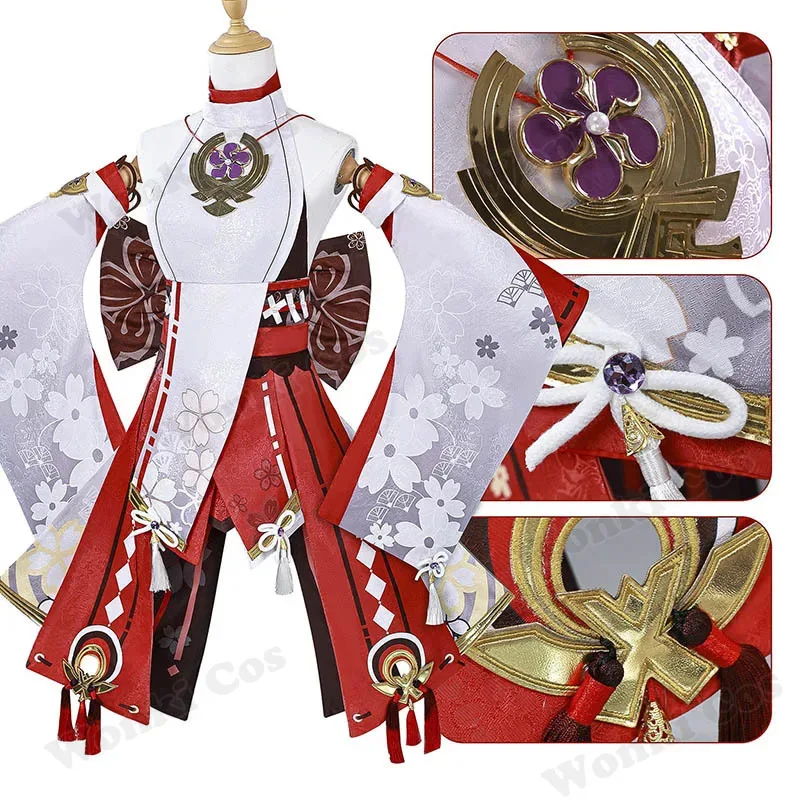 Высокое качество Yae Miko карнавальный костюм парик розовые волосы хвост уши Мико косплей обувь для женщин ролевые игры платье