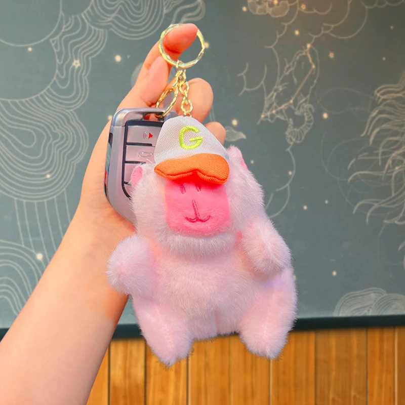 Kawaii Plush Capybara Keychain Bags Pendant Hanging Decoration Fluffy Stuffed Doll Toy Car Keyring Birthday Gifts