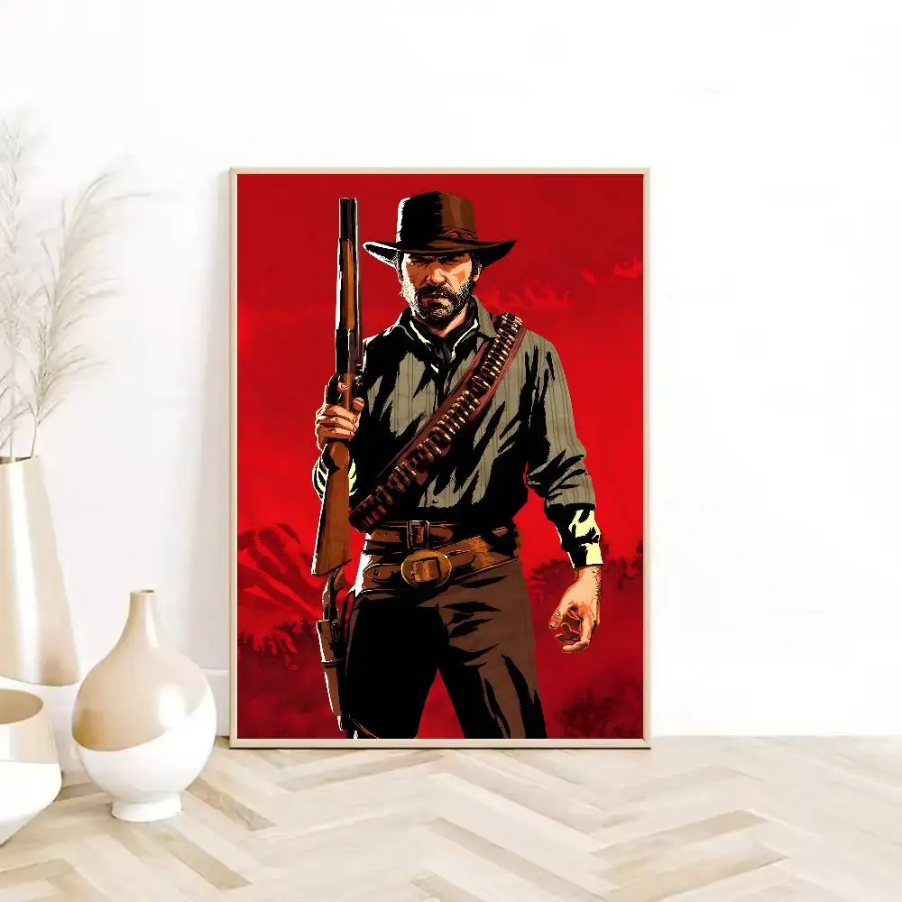ملصق Red Dead Redemption 2 عالي الدقة جدار لاصق مقاوم للماء لغرفة المعيشة المنزلية وغرفة النوم والديكور الجمالي