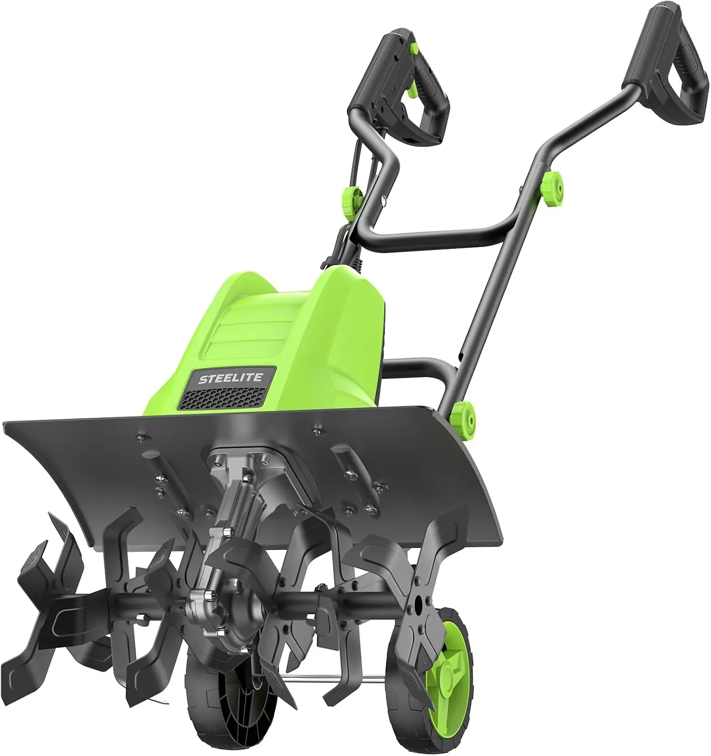 Electric Tiller Cultivator, 18-Inch Width, 8.7-Inch Depth Rototiller with 24 Durable Steel Tines, 13.5 Amp Corded Garden Cultivator, Adjustable Wheels for Lawn, Yard and Gardening