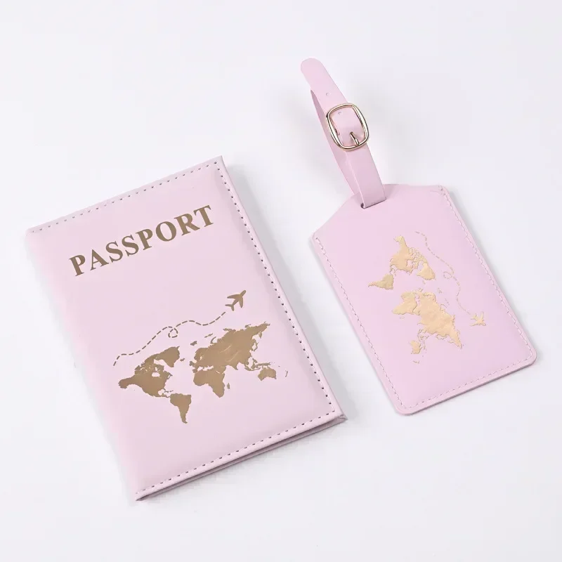 New Passport Cover Luggage Tag Set PU Leather Passport Protector Luggage Tags Passport Wallet ID Card Ticket Clip