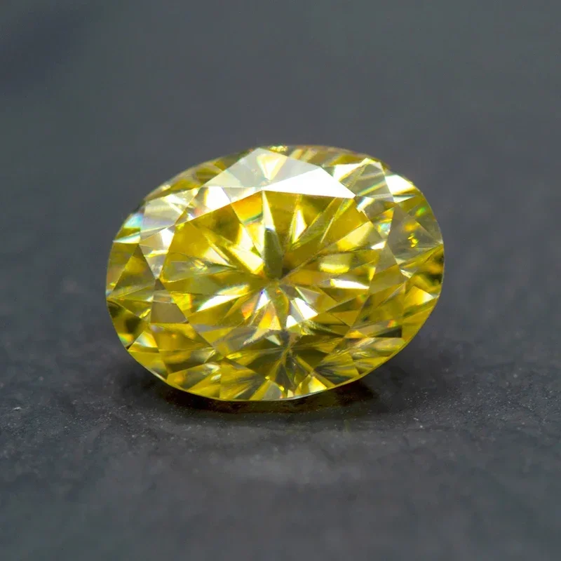 

Moissanite Loose Stone Lemon Yellow Color Oval Cut Synthetic Lab Grow Gemstone Passed Diamond Tester Comes With GRA Certificate