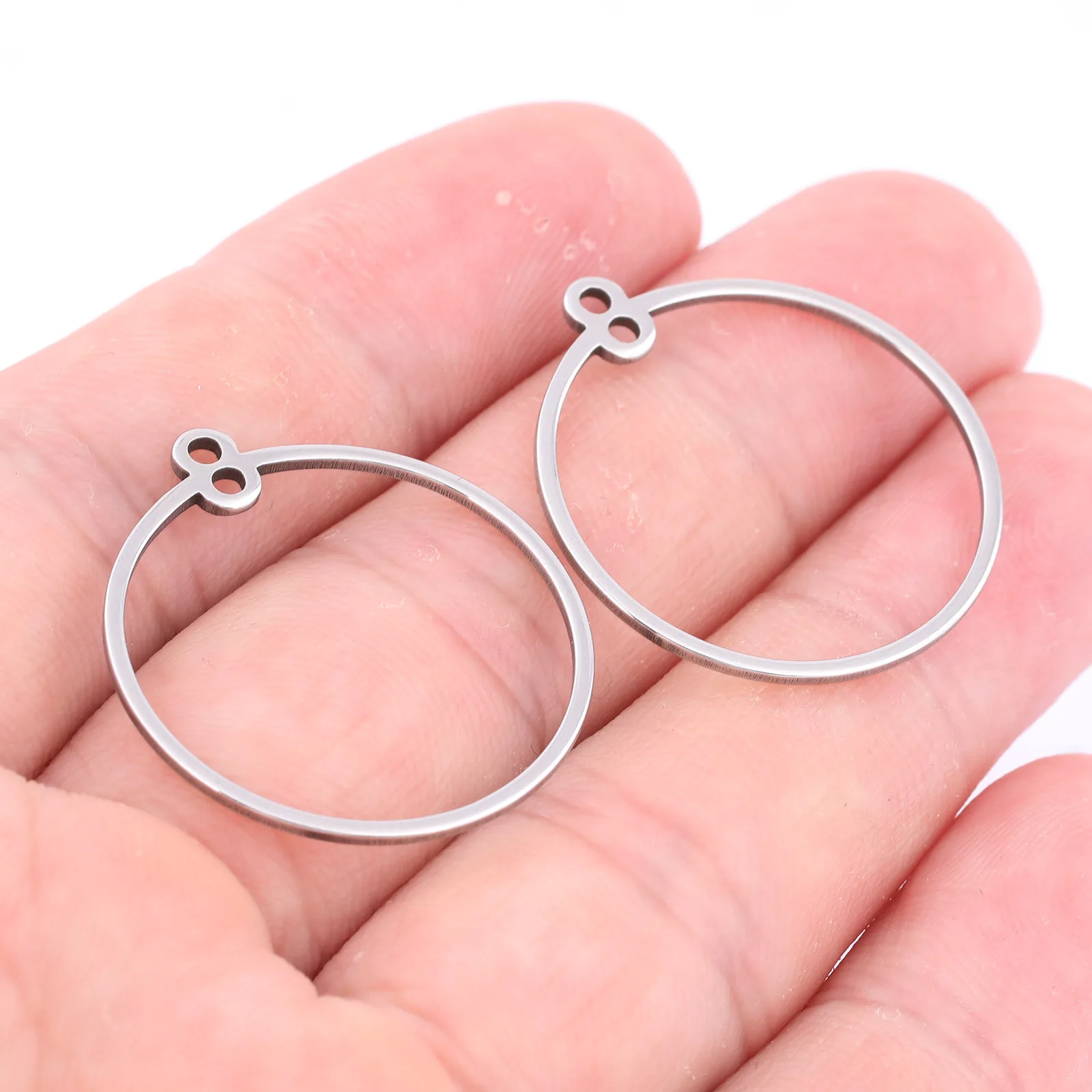 20pcs Stainless Steel 25mm Hoop Circle Earring Connector Findings Diy Jewelry Making Supplies