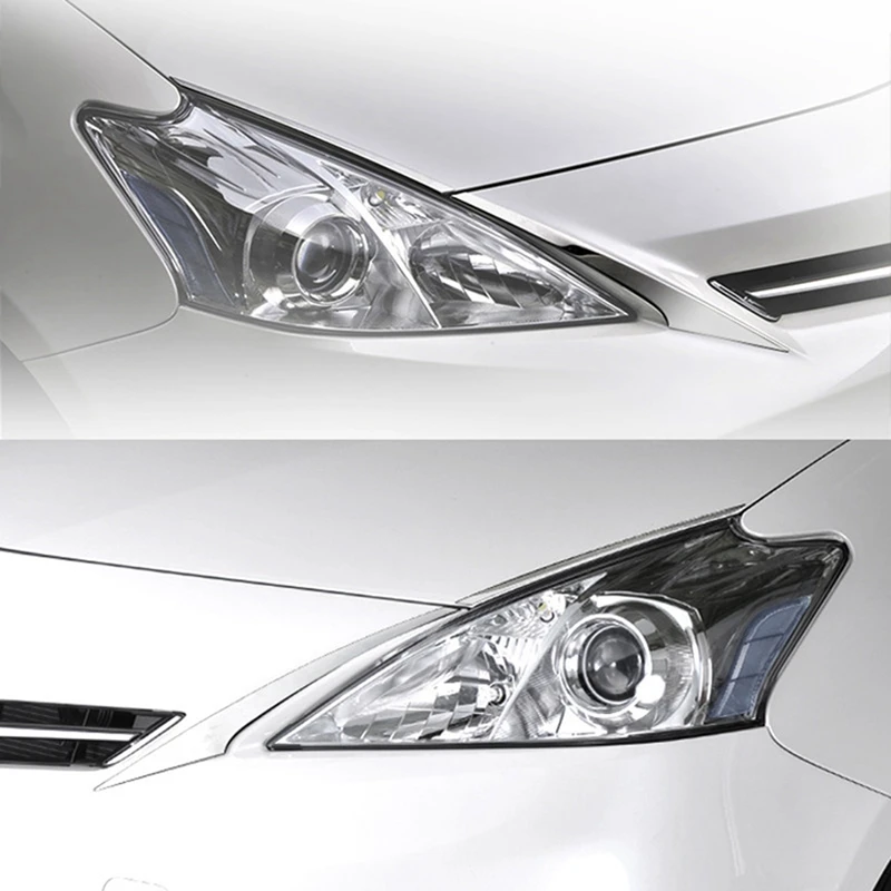 For Toyota Prius 40 Series Front Headlight Lamp Cover Garnish Strip Eyebrow Cover Trim