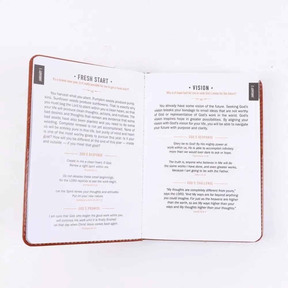 Un minuto con Dio 365 devozioni Libri Apprezzamento in pelle Libro devozionale quotidiano Design con copertina flessibile Pastore cristiano