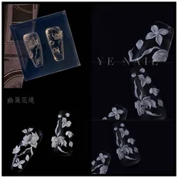 1pc  Phalaenopsis Rose Gladiolus Daisies Lotus 3D Acrylic Nail Mold Hand Engraving Mold Nail Art Decorations Silicone Nail Art