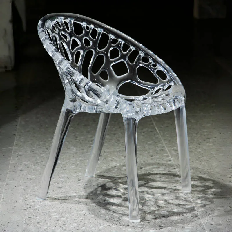 Resin makeup chair platinum crystal stool transparent chair backrest dining chair household dresser stool transparent resin