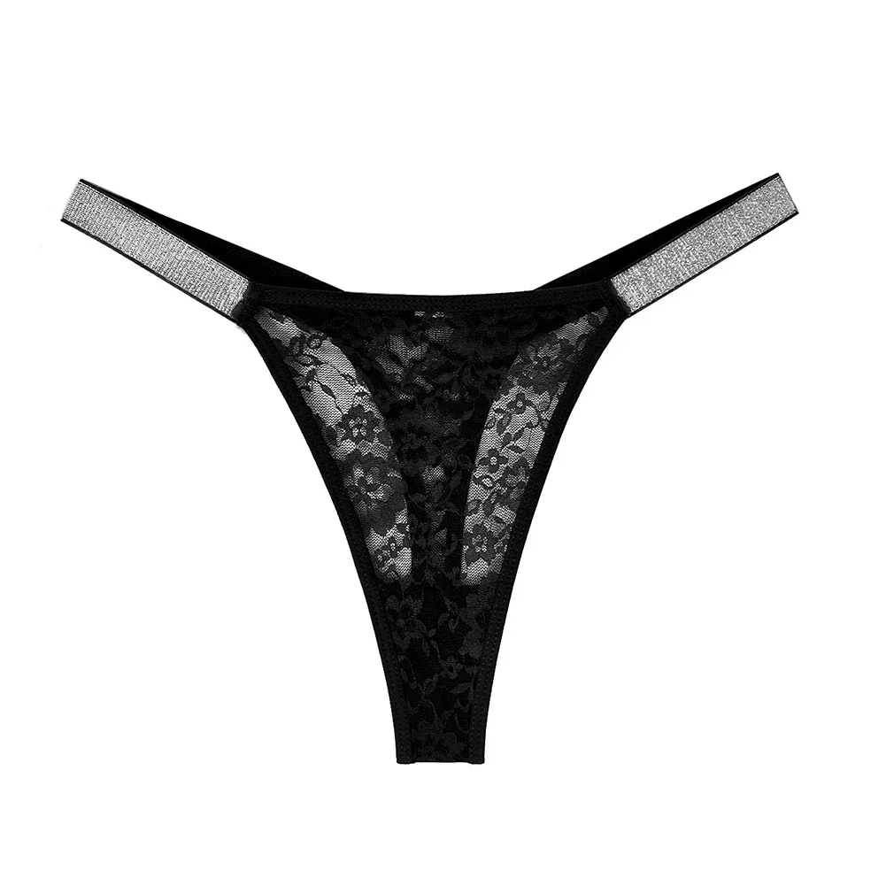 Womens Sexy Floral Lace Thong Mesh T-back Traceless Semi Transparent Panties Breathable Briefs Lightweight Slim Ladies G-string