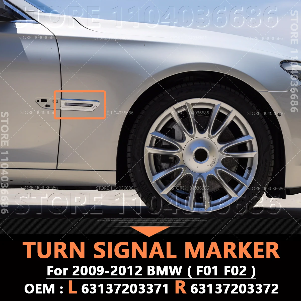 

Для BMW 740i 750i 760Li, Alpina B7, Hybrid 7 (F01 F02) 2009-2012 гг., указатель поворота, габаритный фонарь, парковочный фонарь 63137203371 63137203372