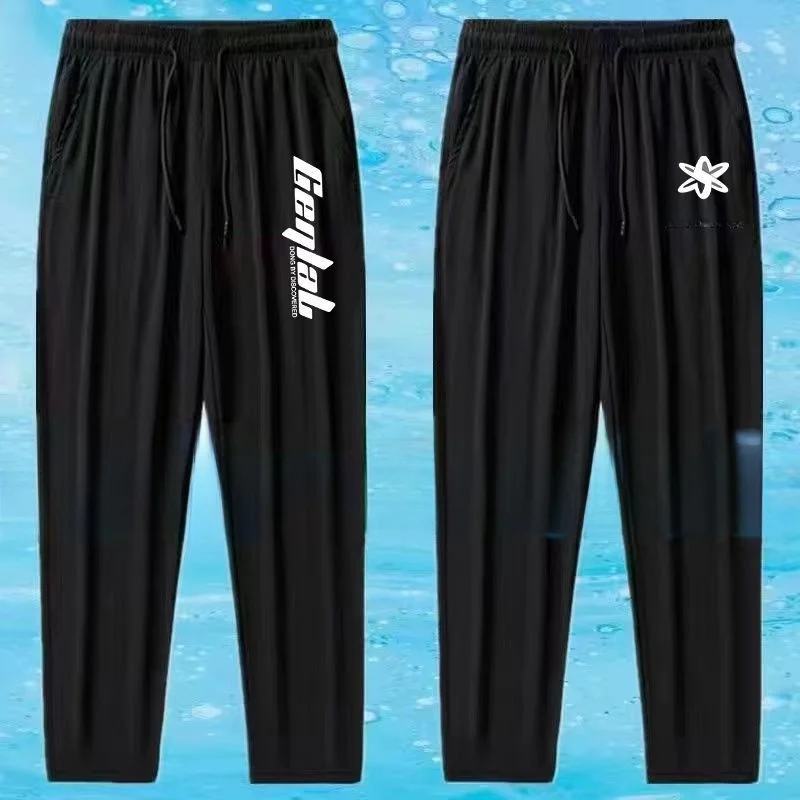 

plus Size Men's Summer Autumn Thin Ice Silk Straight Leg Pants Loose Versatile Trendy Elastic Casual Trousers Polyester Fiber
