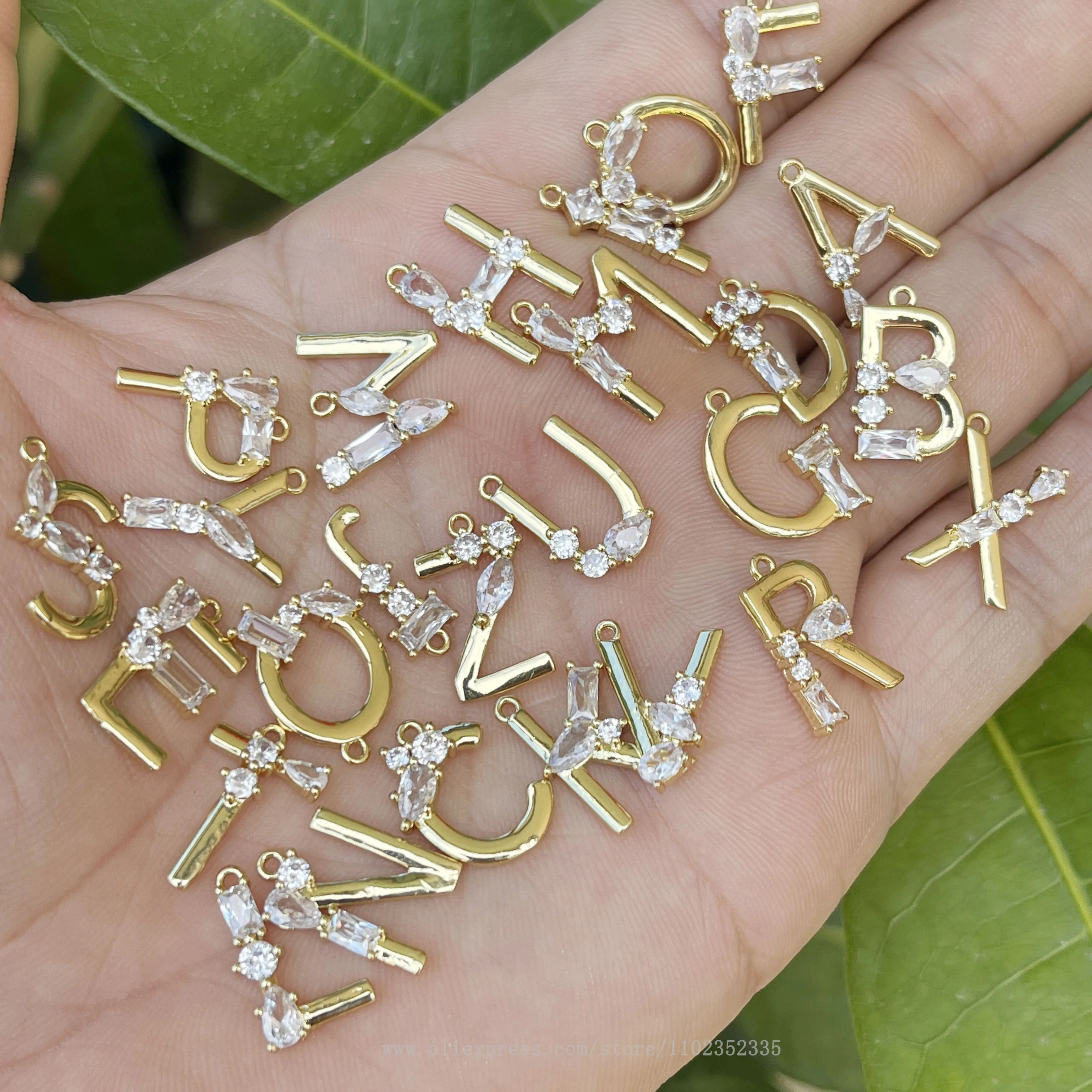 5 قطعة/الحقيبة حساسة الذهب والفضة 26 قلادة بحرف أنيقة مايكرو تمهيد غير النظامية قطرة الماء مربع دلاية من حجر الزركون لتقوم بها بنفسك اكسسوارات