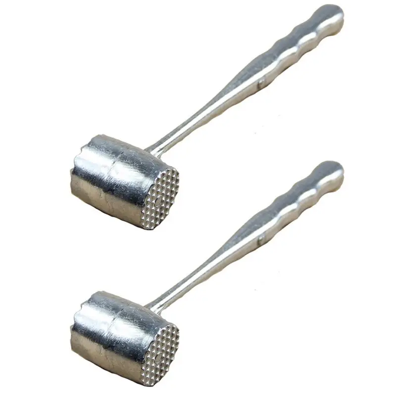 A74E-2X Two Sides Aluminum Round Meat Hammer Mallet Tenderizer Beef Pork Chicken Beater Length 20.5Cm Diameter 3.5Cm (Oval)
