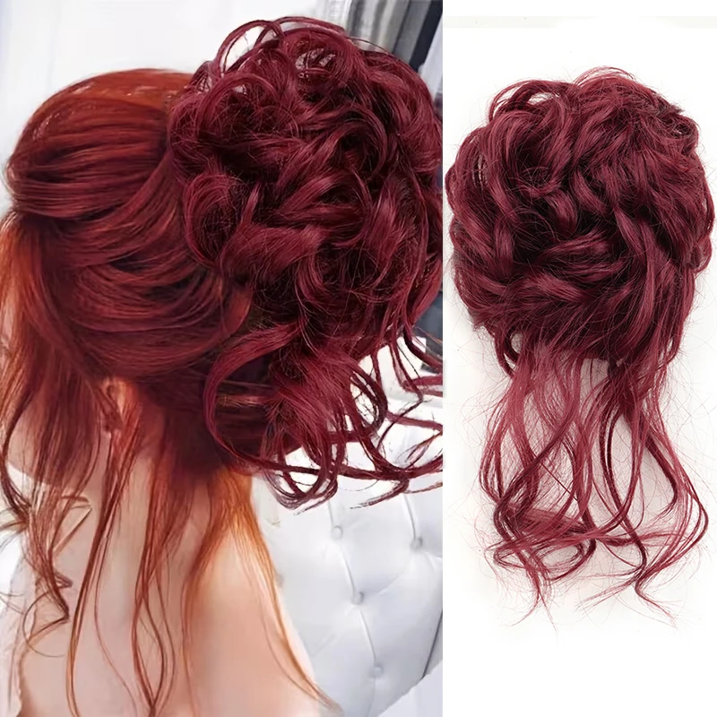 

Синтетический небрежный пучок-шиньон на резинке для волос, эластичная резинка для волос, накладка для волос для женщин и девушек, для повседневного использования, аксессуар для прически «хвост»