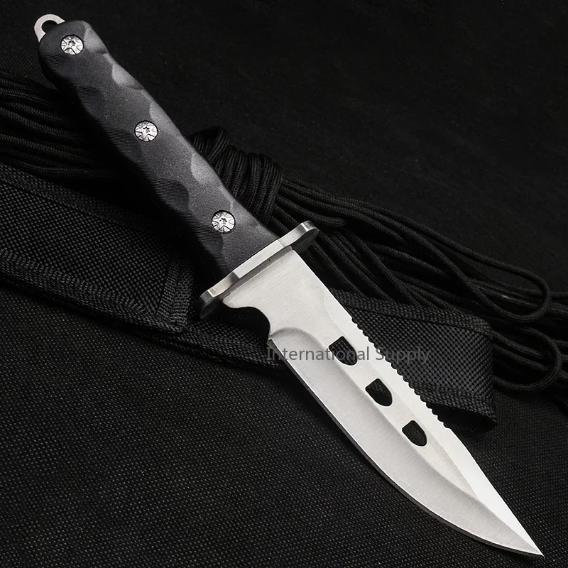 Voltron Tactical straight knife Outdoor camping survival knife Self-defense EDC pocket Wilderness hunting knife