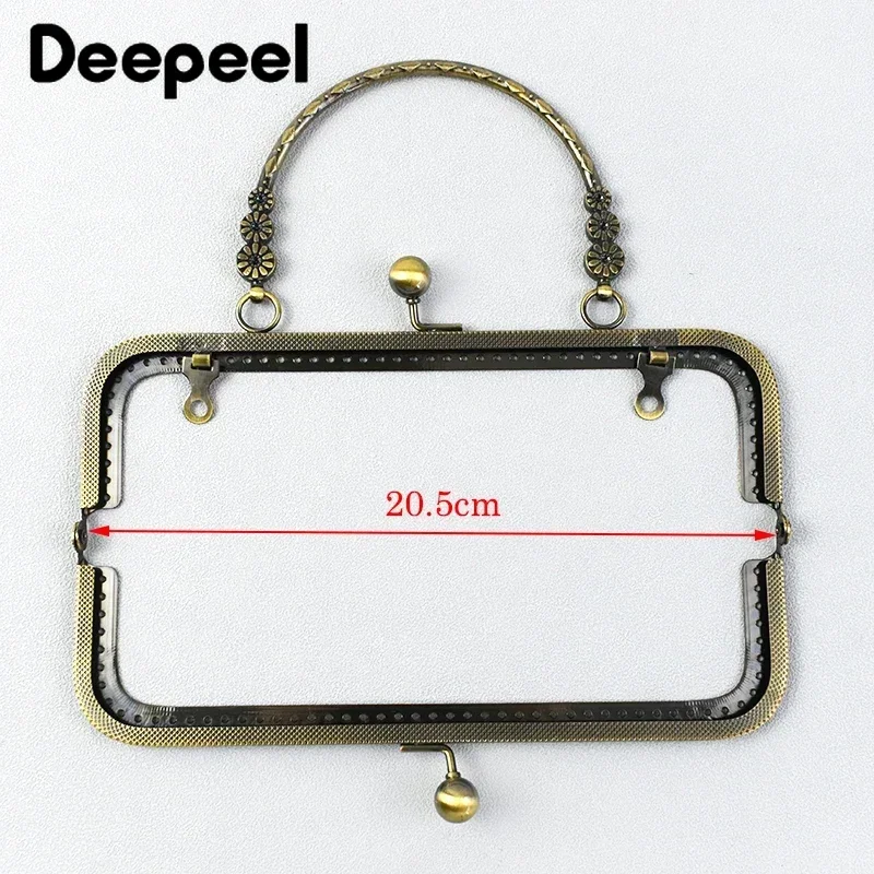 1/2/5Pcs 20.5cm Embossed Metal Bags Handle Purse Frame Kiss Clasp Handbag Wallet Handmade Sewing Brackets DIY Bag Accessories
