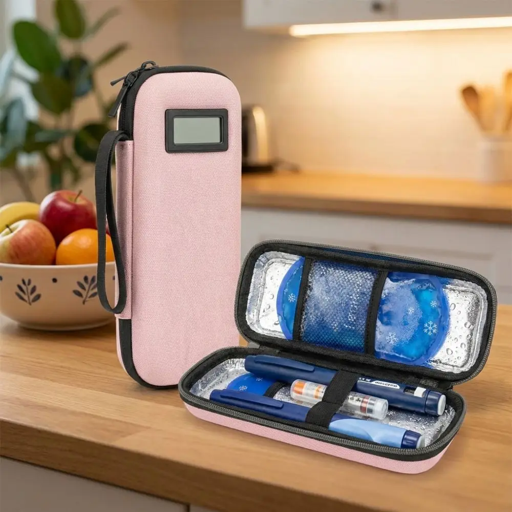 Waterproof Insulin Vial Cooling Bag Thermometer Display Thermal Insulated Insulin Cooling Storage Case Wear-resistant