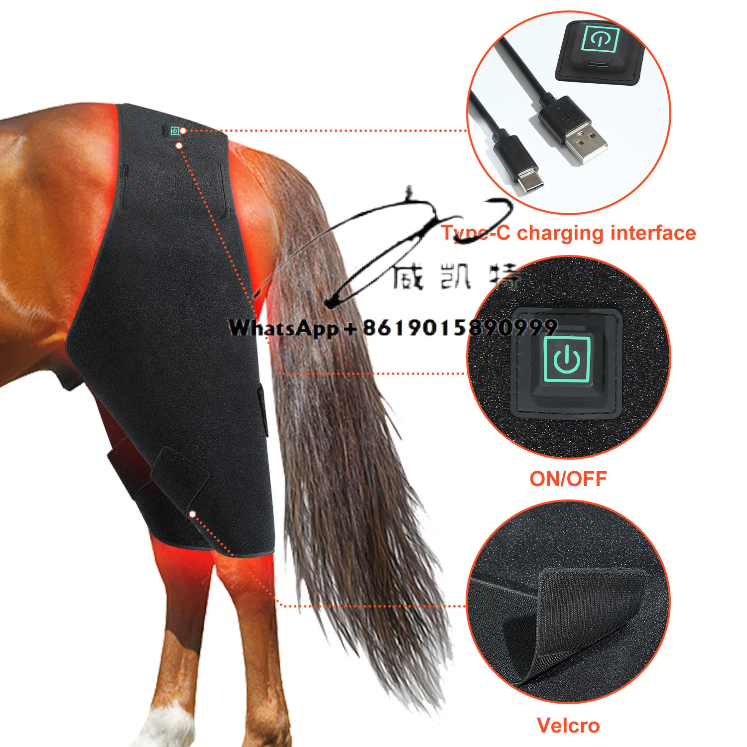Series 660NM 850NM Equine Pain Relief Infrared Red Light Therapy Built-In Battery Horse Care Product