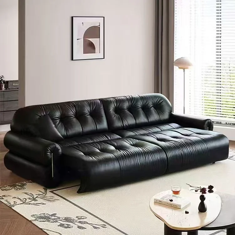 

Luxury Style Multifunctional Sofa Bed with Remote Control Retractable Retro Living Room Intelligent Leather Electric Sofa.