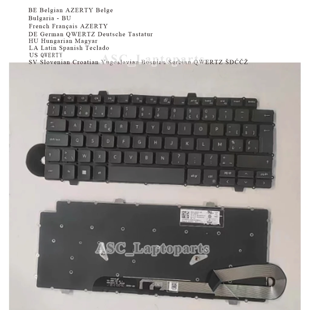 New BE BU French GR Hungarian Latin Spanish US YU Keyboard for Dell Latitude 3120 E3120 2 in 1 Black without BACKLIT , no Frame