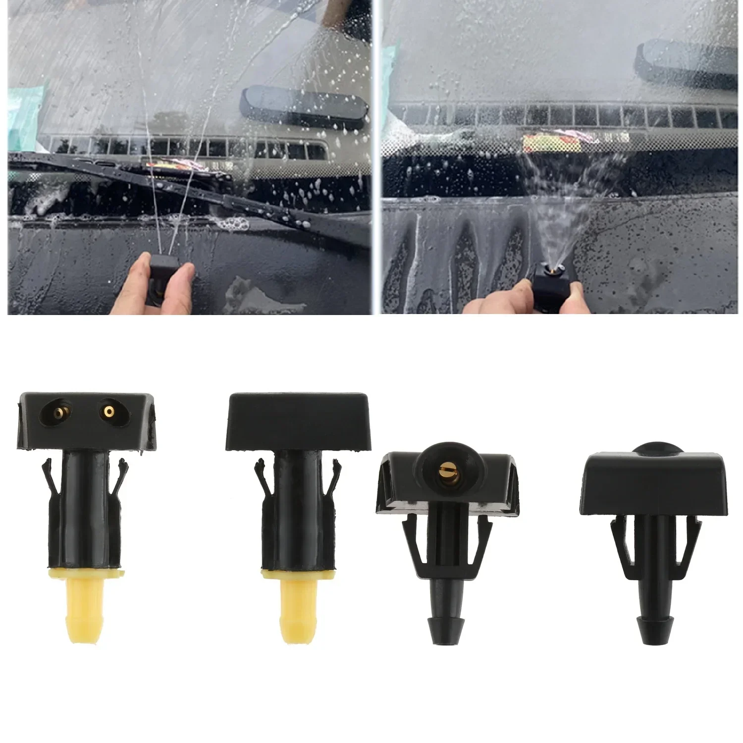 2Pcs Black Plastic Auto Car Front Windshield Washer Wiper Water Spray Nozzle Fit for Nissan TIIDA SYLPHY X-trail Venucia D50 R50