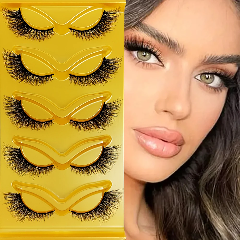 5 Pairs Cat Eye False Eyelashes Eye End Lengthening Long Curling Thick Fluffy All-match Comfortable Faux Mink False Eyelashes