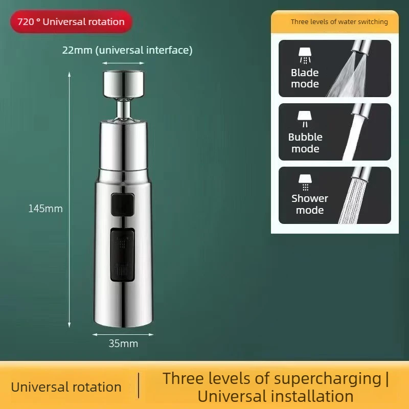 

For Universal Faucet 3 Modes Anti-Splash Shower Sprayer Kitchen Filter Faucet Extender Metal Alloy Head Water Saver