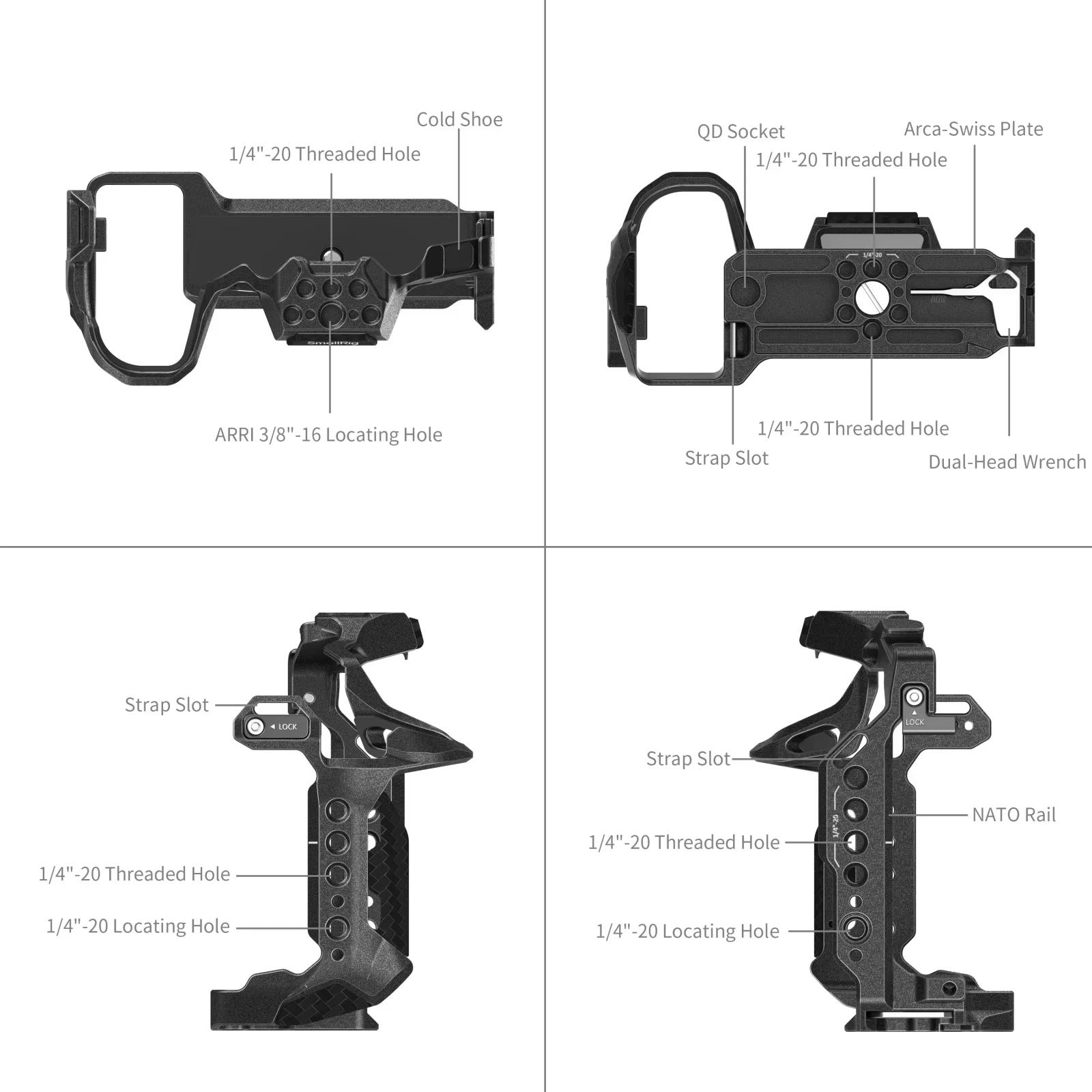 قفص كاميرا SmallRig "Black Mamba" مع مشبك كابل ومقبض لباناسونيك S1R II / S1 IIE نقاط تركيب متعددة