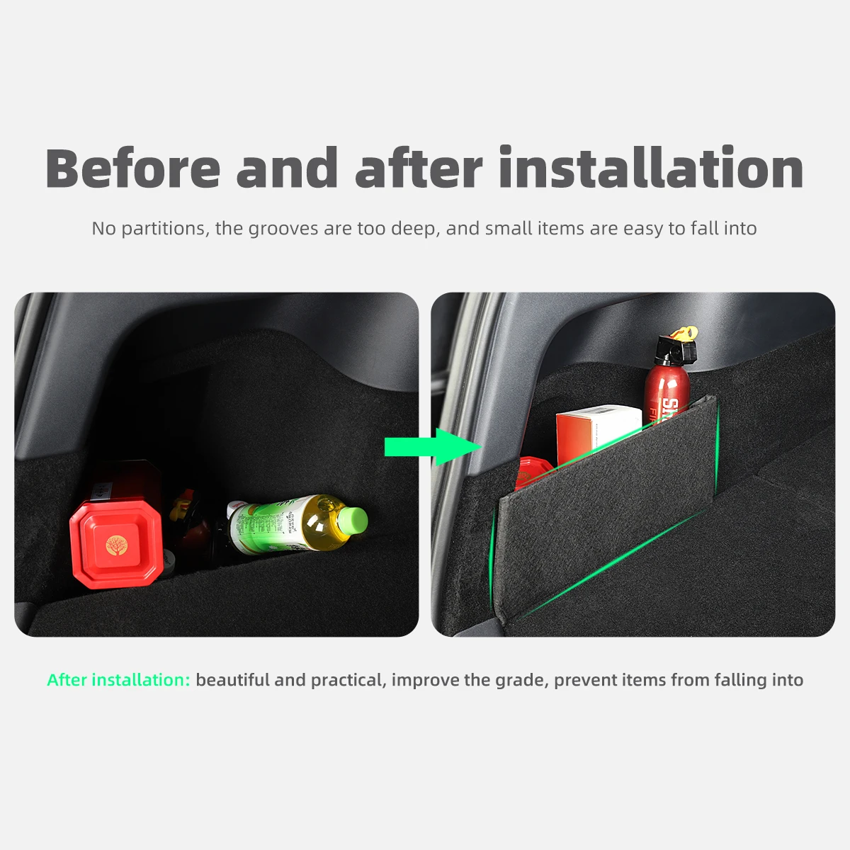 LUCKEASY Auto Accessories Interior For Tesla Model Y 2020-2024 Car Back Trunk Left Side Right Side Storage Partition Decoration