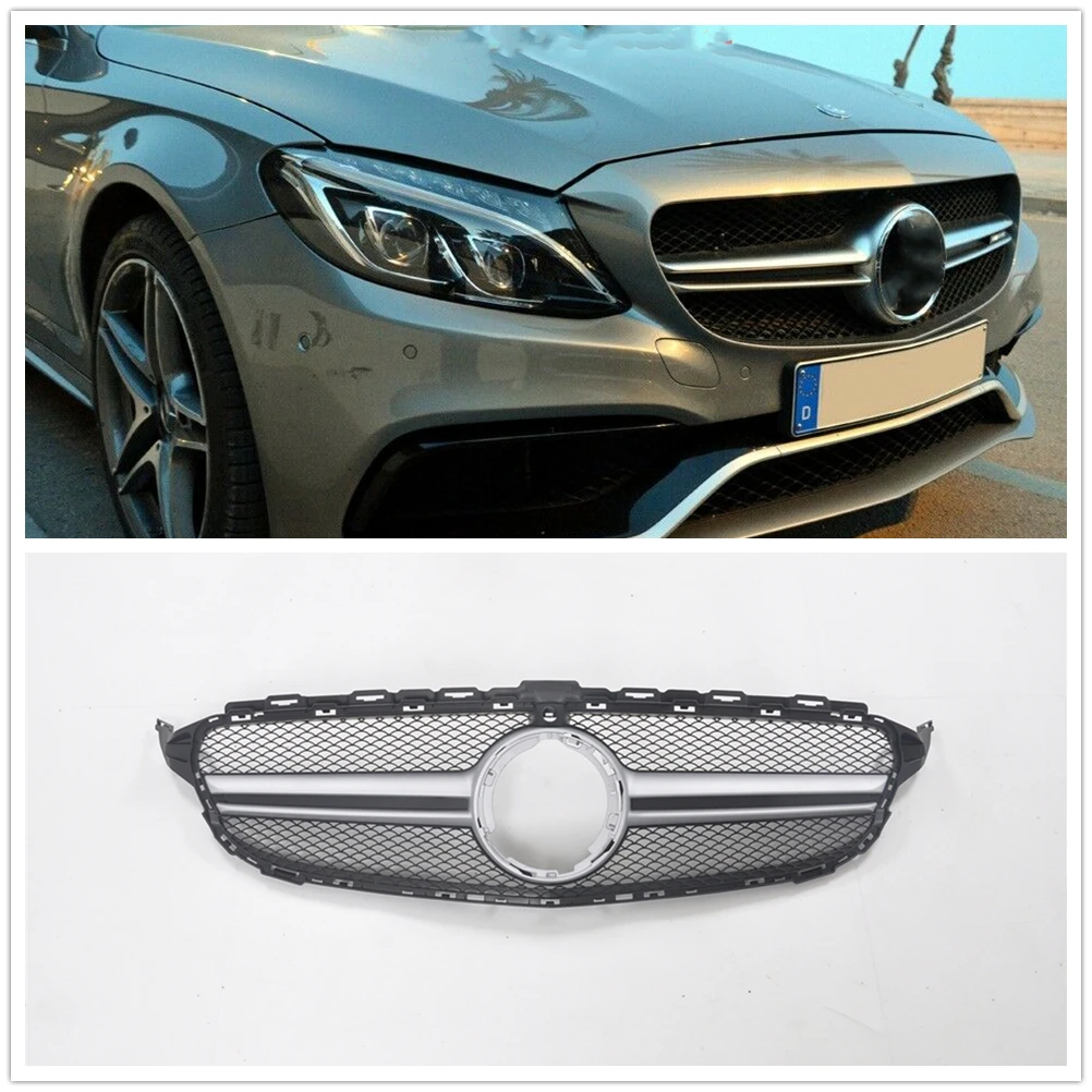 

Для Mercedes Benz C Class W205 2015-2018 C200 C250 C300 C350 C400 C43 AMG Style Grill Передняя решетка Верхний бампер Капот Сетка