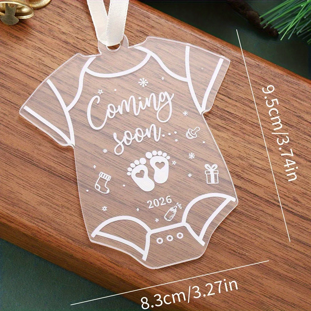2D Flat,2026 Baby Shower & Pregnancy Announcement Decoration - Transparent Acrylic Hanging Ornament with 