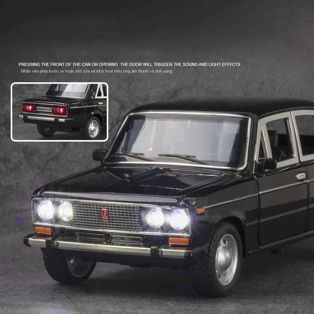 1:24 Russian LADA 2106 Alloy Car Die Cast Toy Car Model Sound and Light Toy Collectibles Birthday gift