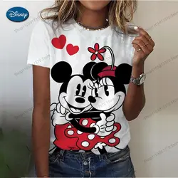 Cosplay Disney New Minnie Mouse Head Print T Shirt New Hot Sale Tops Casual Cartoon Round Neck Clothes Baby Boys Girls Clothing