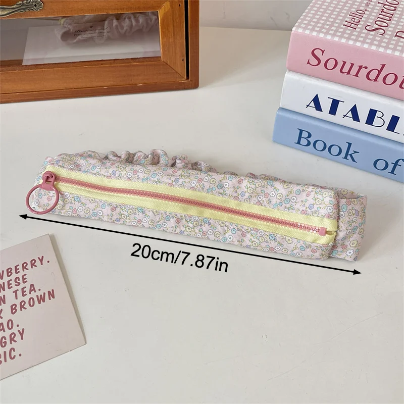 Cream Floral High Value Large Capacity Pencil Bag Student Stationery Storage Bag Student Class Pencil Case