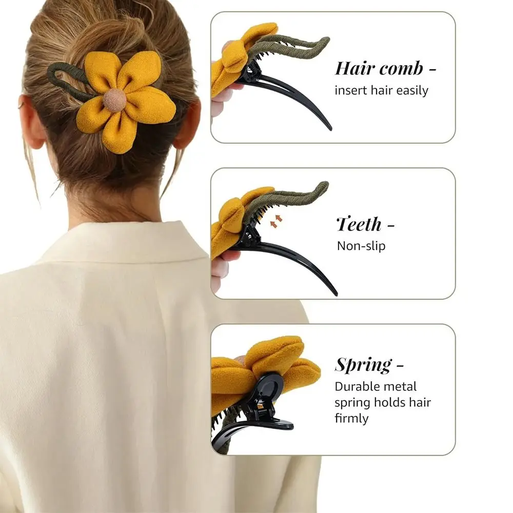 Grandes clipes de cabelo liso para meninas, flor curvada, presilhas de cabelo francês, Concord Flat Hair Accessories, Hot