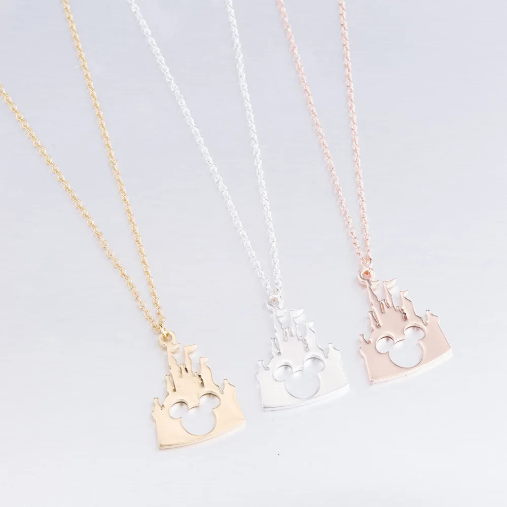 Disney Mickey Necklace Pendant Anime Castle Mickey Head Pendant Necklace Cartoon Jewelry for Women Necklaces Fashion Accessories