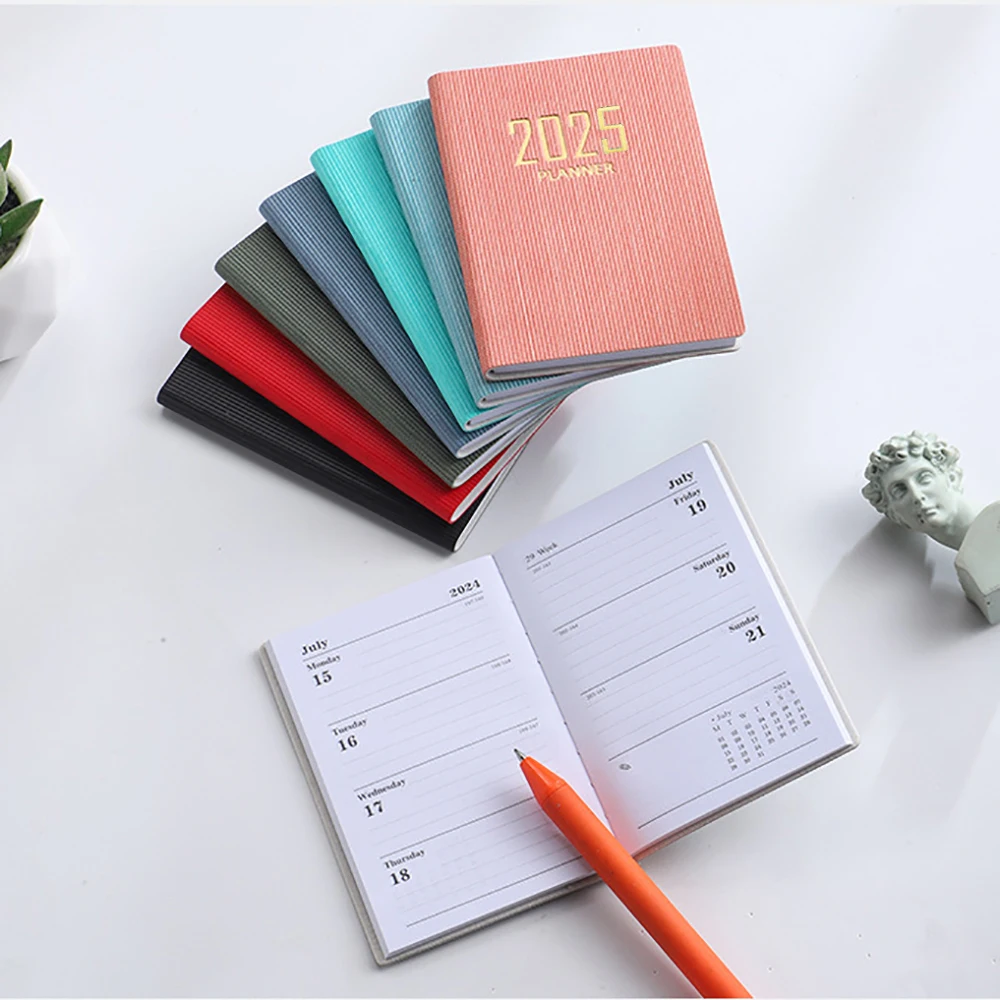 2025 A7 Mini Pocket Notebook 365 Days Notepad Diary Notebook Day Week Month Planner Office School Stationery