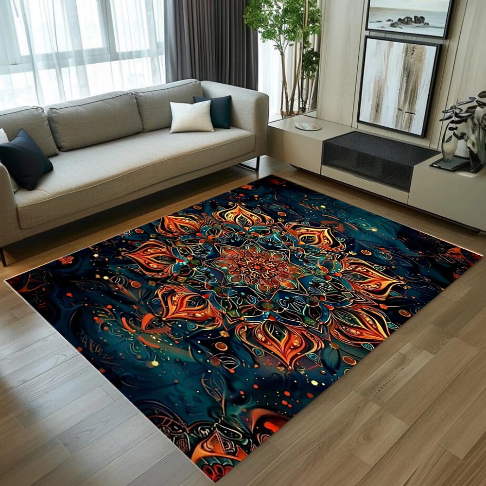 Bohemian Mandala Rug Colorful 3D Print Carpet Anti-Slip Large Area Rug for Living Room Bedroom Modern Home Decor