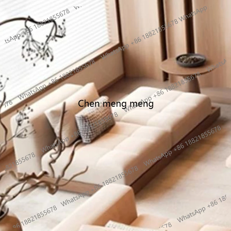 

Wabi-sabi Style Hotel Homestay Lobby Clubhouse Reception Solid Wood Sofa Living Room Walnut Color Sofa Customization Furniture